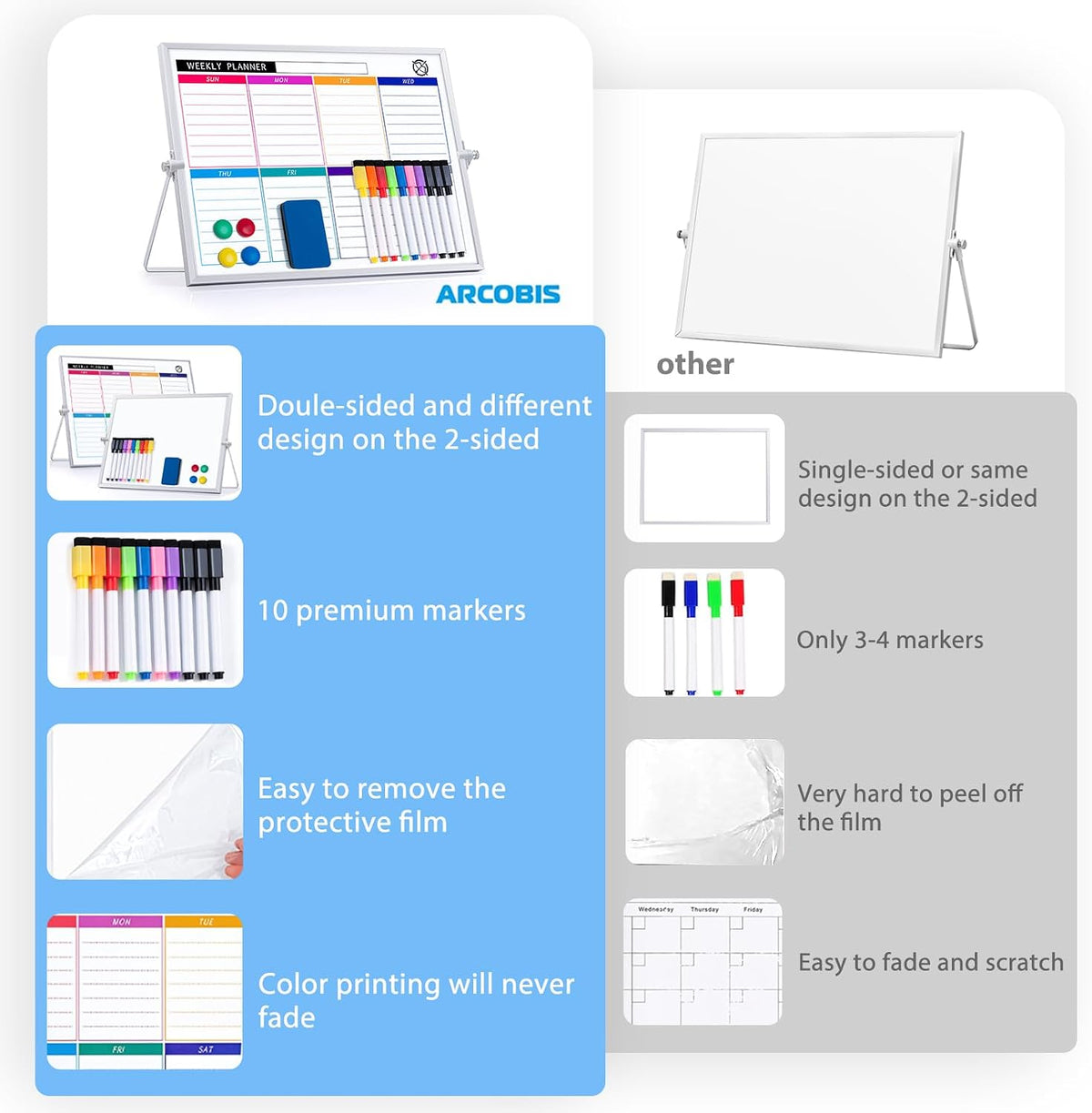 Small WhiteBoard with Stand 10" X 10"