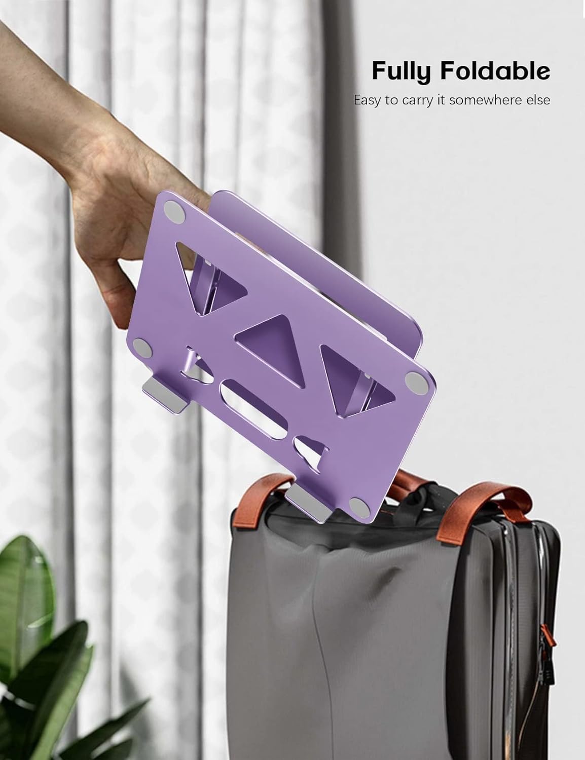 Adjustable Laptop Stand for Desk,Portable Laptop Stand Holder and Riser,Foldable Aluminum Notebook Computer Stands for MacBook Air Pro HP Lenovo Dell Samsung Chromebook, 10-15.6 inch, Purple
