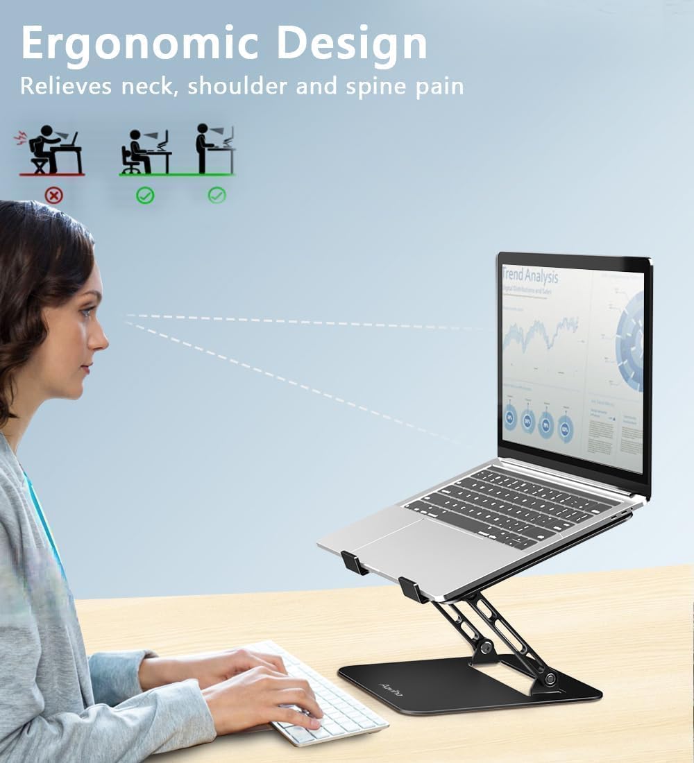 Adjustable Laptop Stand for Desk,Portable Laptop Stand Holder and Riser,Foldable Aluminum Notebook Computer Stands for MacBook Air Pro HP Lenovo Dell Samsung Chromebook, 10-15.6 inch, Purple