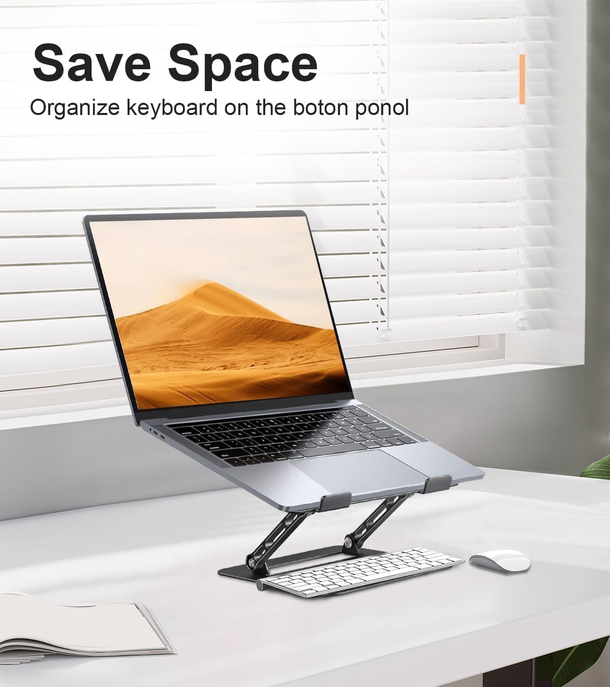 Adjustable Laptop Stand for Desk,Portable Laptop Stand Holder and Riser,Foldable Aluminum Notebook Computer Stands for MacBook Air Pro HP Lenovo Dell Samsung Chromebook, 10-15.6 inch, Purple