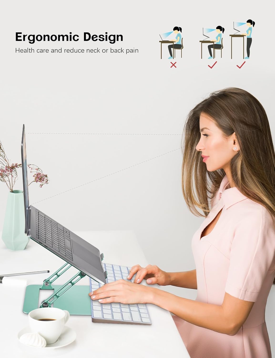 Adjustable Laptop Stand for Desk,Portable Laptop Stand Holder and Riser,Foldable Aluminum Notebook Computer Stands for MacBook Air Pro HP Lenovo Dell Samsung Chromebook, 10-15.6 inch, Purple
