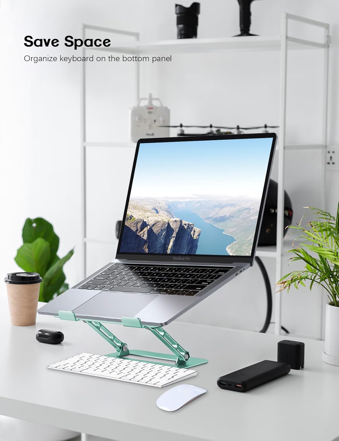 Adjustable Laptop Stand for Desk,Portable Laptop Stand Holder and Riser,Foldable Aluminum Notebook Computer Stands for MacBook Air Pro HP Lenovo Dell Samsung Chromebook, 10-15.6 inch, Purple