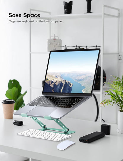 Adjustable Laptop Stand for Desk,Portable Laptop Stand Holder and Riser,Foldable Aluminum Notebook Computer Stands for MacBook Air Pro HP Lenovo Dell Samsung Chromebook, 10-15.6 inch, Purple