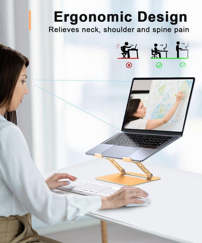 Adjustable Laptop Stand for Desk,Portable Laptop Stand Holder and Riser,Foldable Aluminum Notebook Computer Stands for MacBook Air Pro HP Lenovo Dell Samsung Chromebook, 10-15.6 inch, Purple