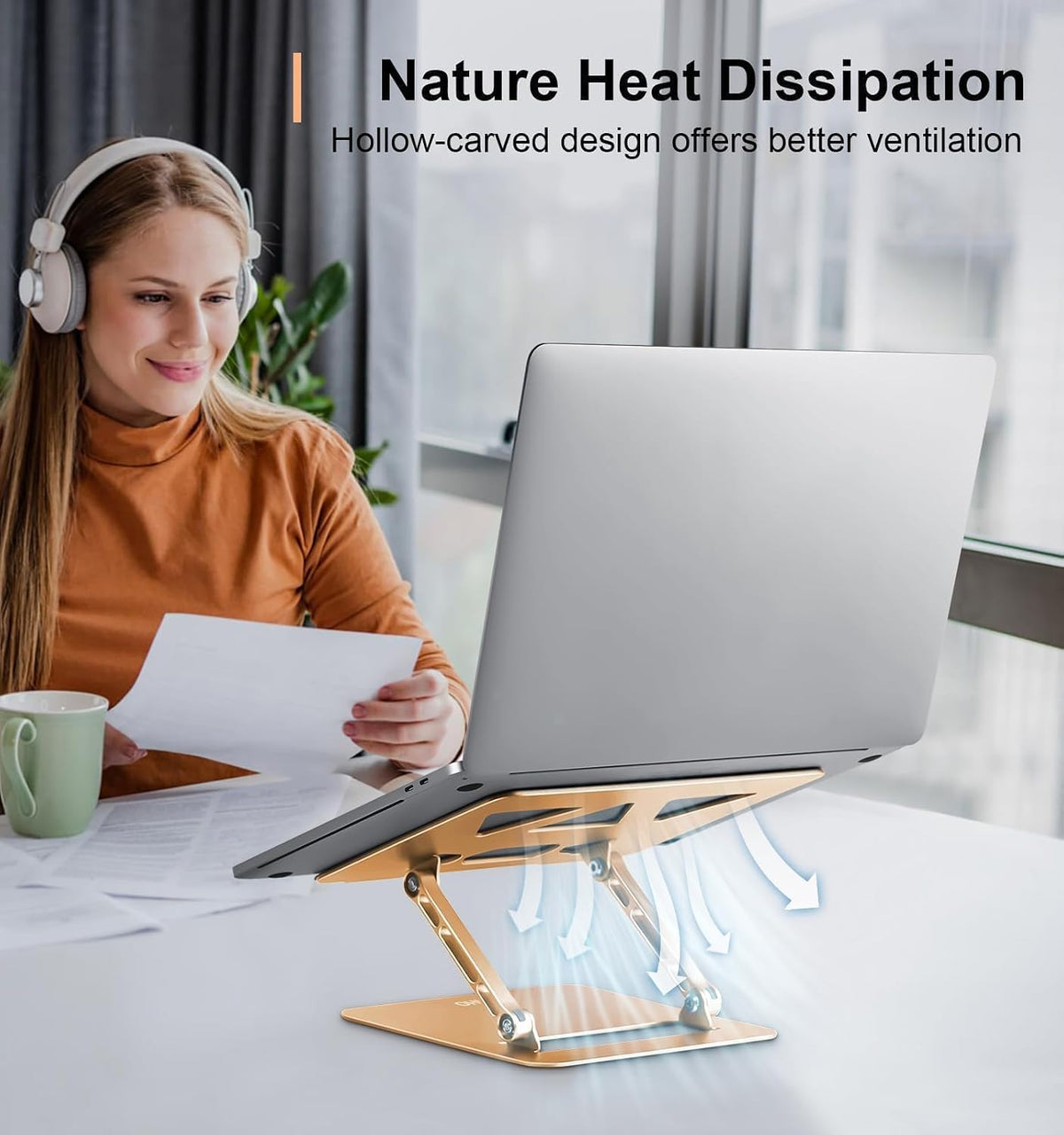Adjustable Laptop Stand for Desk,Portable Laptop Stand Holder and Riser,Foldable Aluminum Notebook Computer Stands for MacBook Air Pro HP Lenovo Dell Samsung Chromebook, 10-15.6 inch, Purple