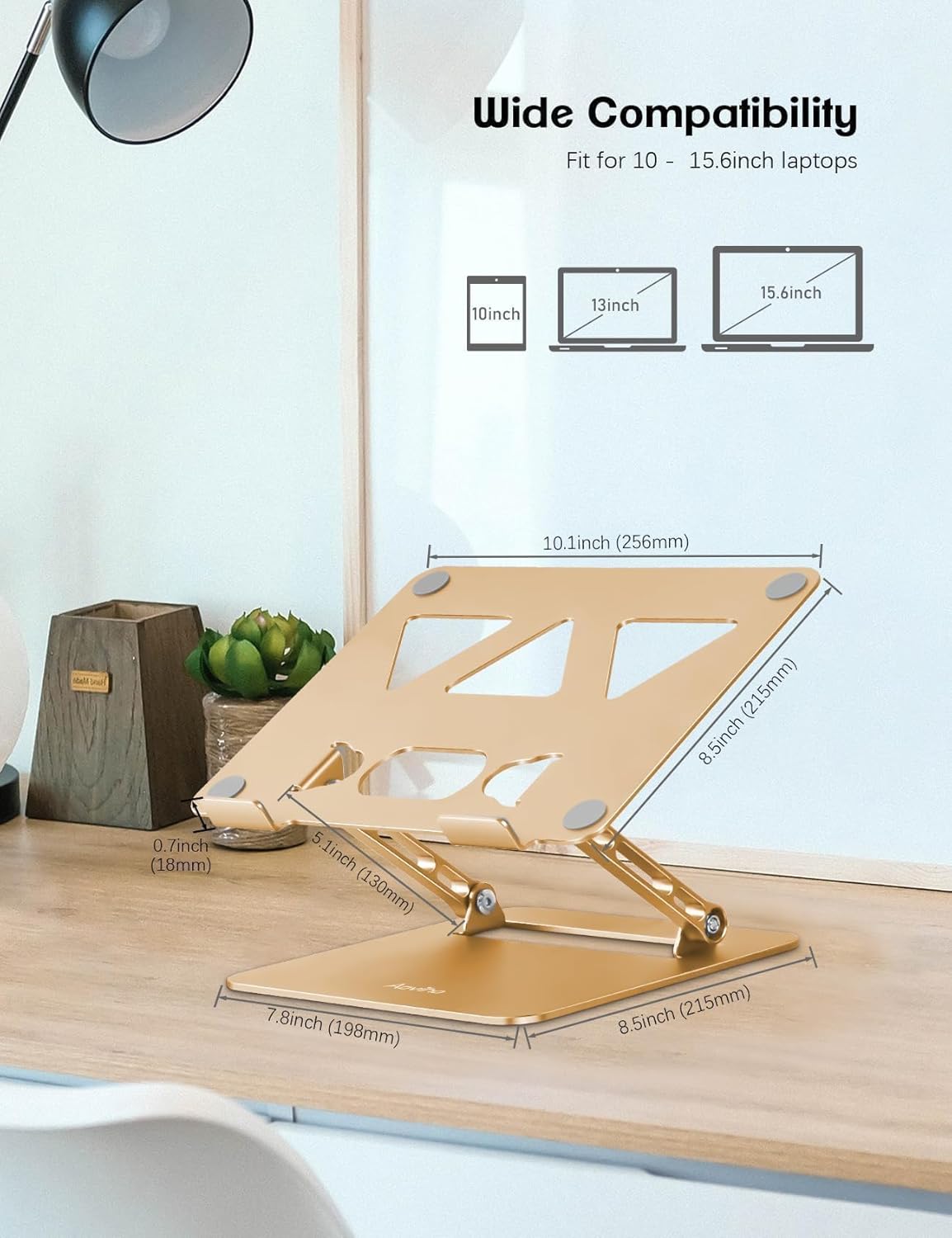Adjustable Laptop Stand for Desk,Portable Laptop Stand Holder and Riser,Foldable Aluminum Notebook Computer Stands for MacBook Air Pro HP Lenovo Dell Samsung Chromebook, 10-15.6 inch, Purple