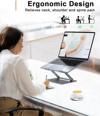 Adjustable Laptop Stand for Desk,Portable Laptop Stand Holder and Riser,Foldable Aluminum Notebook Computer Stands for MacBook Air Pro HP Lenovo Dell Samsung Chromebook, 10-15.6 inch, Purple