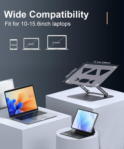 Adjustable Laptop Stand for Desk,Portable Laptop Stand Holder and Riser,Foldable Aluminum Notebook Computer Stands for MacBook Air Pro HP Lenovo Dell Samsung Chromebook, 10-15.6 inch, Purple