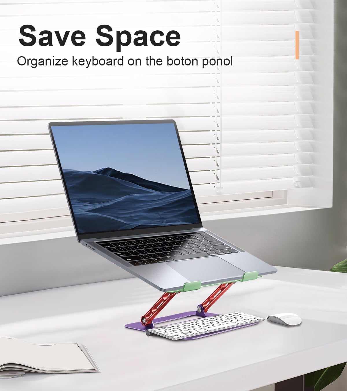 Adjustable Laptop Stand for Desk,Portable Laptop Stand Holder and Riser,Foldable Aluminum Notebook Computer Stands for MacBook Air Pro HP Lenovo Dell Samsung Chromebook, 10-15.6 inch, Purple