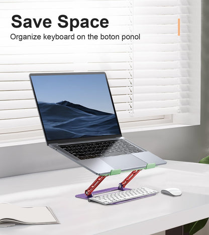 Adjustable Laptop Stand for Desk,Portable Laptop Stand Holder and Riser,Foldable Aluminum Notebook Computer Stands for MacBook Air Pro HP Lenovo Dell Samsung Chromebook, 10-15.6 inch, Purple