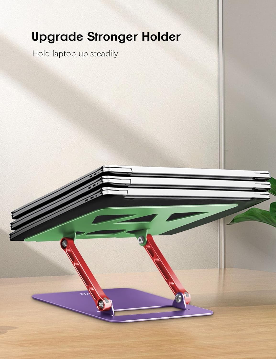 Adjustable Laptop Stand for Desk,Portable Laptop Stand Holder and Riser,Foldable Aluminum Notebook Computer Stands for MacBook Air Pro HP Lenovo Dell Samsung Chromebook, 10-15.6 inch, Purple