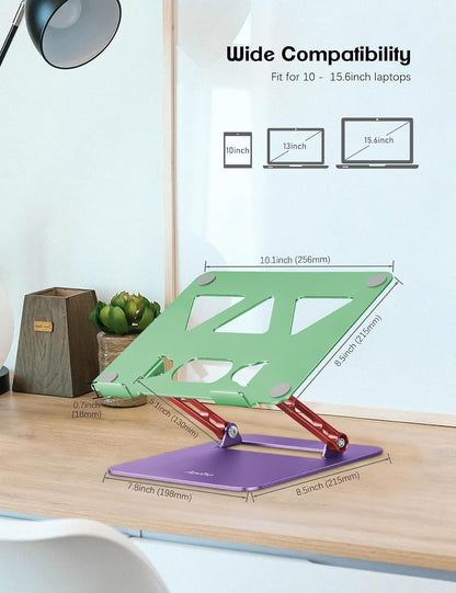 Adjustable Laptop Stand for Desk,Portable Laptop Stand Holder and Riser,Foldable Aluminum Notebook Computer Stands for MacBook Air Pro HP Lenovo Dell Samsung Chromebook, 10-15.6 inch, Purple