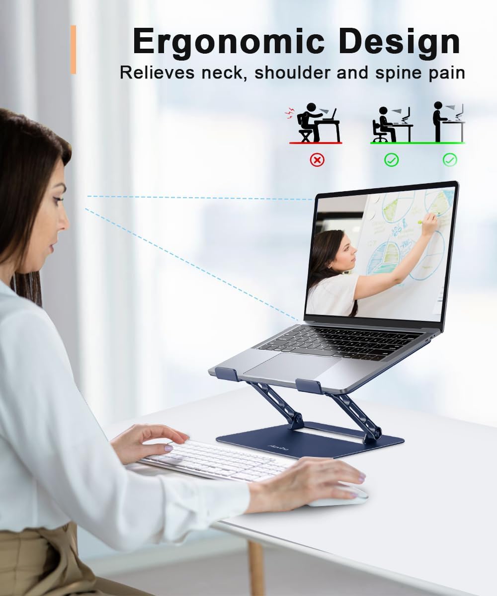 Adjustable Laptop Stand for Desk,Portable Laptop Stand Holder and Riser,Foldable Aluminum Notebook Computer Stands for MacBook Air Pro HP Lenovo Dell Samsung Chromebook, 10-15.6 inch, Purple