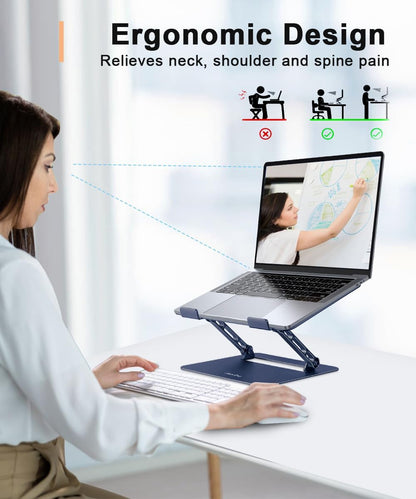 Adjustable Laptop Stand for Desk,Portable Laptop Stand Holder and Riser,Foldable Aluminum Notebook Computer Stands for MacBook Air Pro HP Lenovo Dell Samsung Chromebook, 10-15.6 inch, Purple