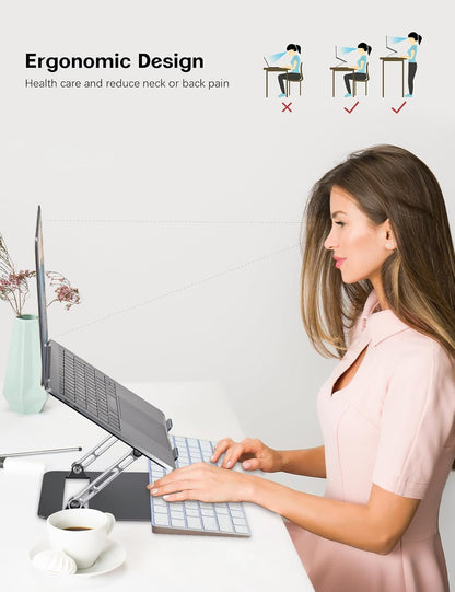 Adjustable Laptop Stand for Desk,Portable Laptop Stand Holder and Riser,Foldable Aluminum Notebook Computer Stands for MacBook Air Pro HP Lenovo Dell Samsung Chromebook, 10-15.6 inch, Purple