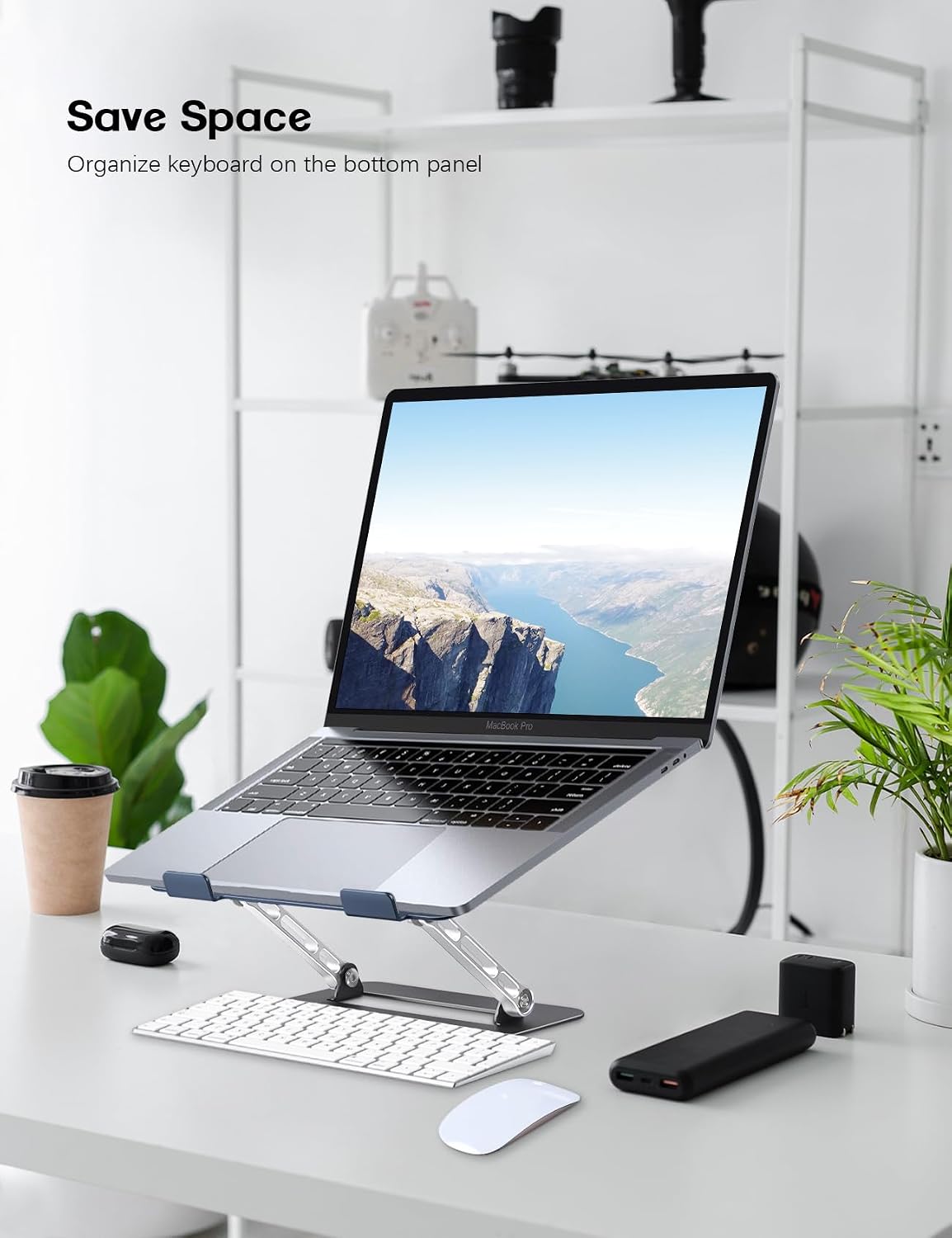 Adjustable Laptop Stand for Desk,Portable Laptop Stand Holder and Riser,Foldable Aluminum Notebook Computer Stands for MacBook Air Pro HP Lenovo Dell Samsung Chromebook, 10-15.6 inch, Purple