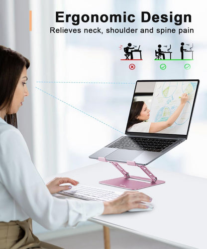 Adjustable Laptop Stand for Desk,Portable Laptop Stand Holder and Riser,Foldable Aluminum Notebook Computer Stands for MacBook Air Pro HP Lenovo Dell Samsung Chromebook, 10-15.6 inch, Purple