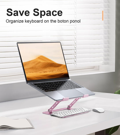 Adjustable Laptop Stand for Desk,Portable Laptop Stand Holder and Riser,Foldable Aluminum Notebook Computer Stands for MacBook Air Pro HP Lenovo Dell Samsung Chromebook, 10-15.6 inch, Purple