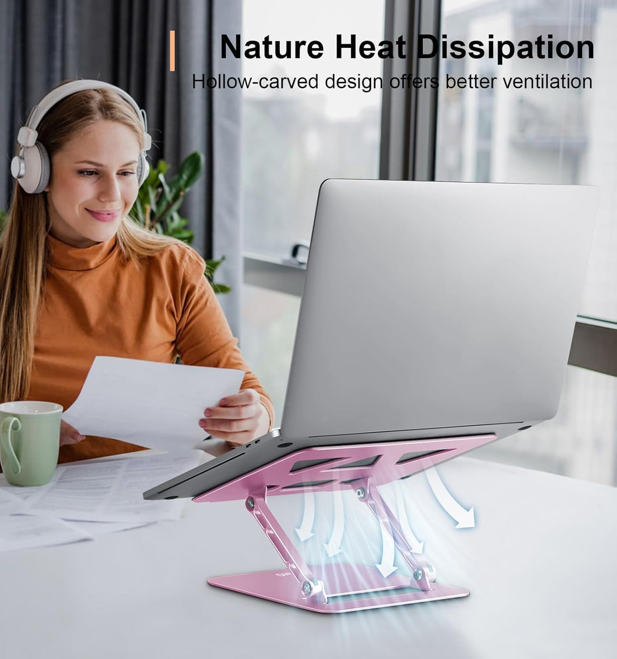 Adjustable Laptop Stand for Desk,Portable Laptop Stand Holder and Riser,Foldable Aluminum Notebook Computer Stands for MacBook Air Pro HP Lenovo Dell Samsung Chromebook, 10-15.6 inch, Purple