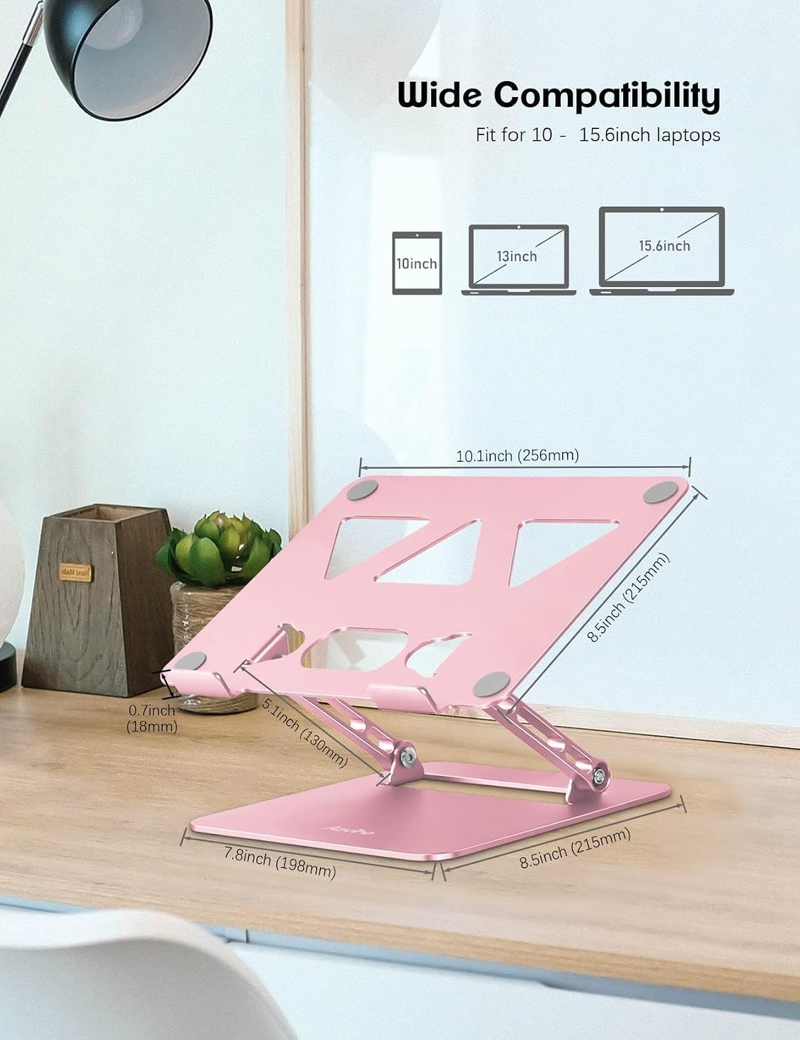 Adjustable Laptop Stand for Desk,Portable Laptop Stand Holder and Riser,Foldable Aluminum Notebook Computer Stands for MacBook Air Pro HP Lenovo Dell Samsung Chromebook, 10-15.6 inch, Purple