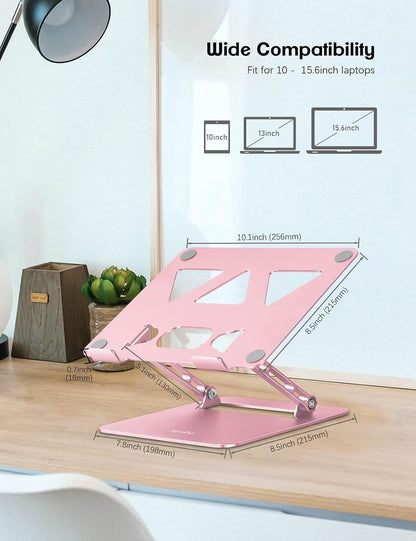 Adjustable Laptop Stand for Desk,Portable Laptop Stand Holder and Riser,Foldable Aluminum Notebook Computer Stands for MacBook Air Pro HP Lenovo Dell Samsung Chromebook, 10-15.6 inch, Purple
