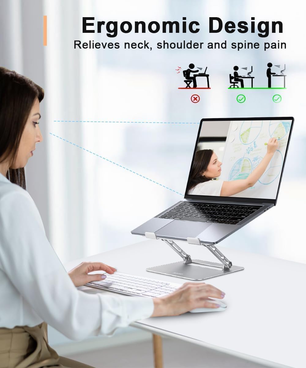 Adjustable Laptop Stand for Desk,Portable Laptop Stand Holder and Riser,Foldable Aluminum Notebook Computer Stands for MacBook Air Pro HP Lenovo Dell Samsung Chromebook, 10-15.6 inch, Purple