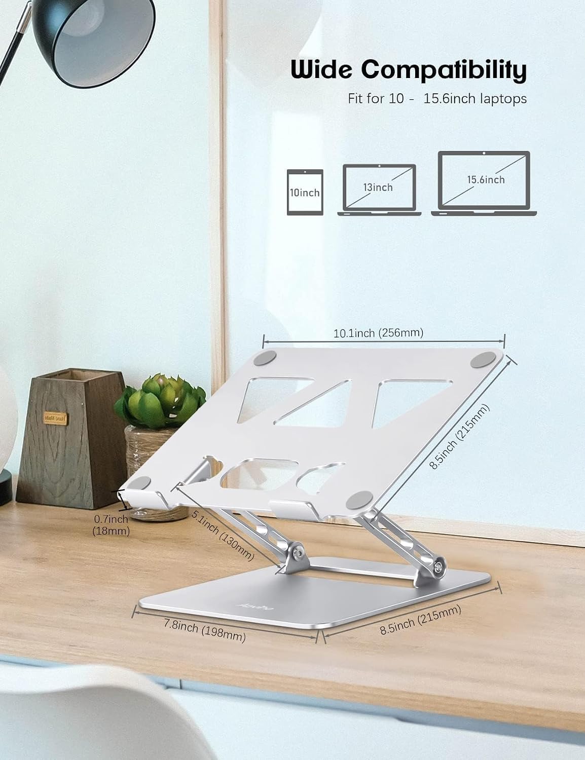Adjustable Laptop Stand for Desk,Portable Laptop Stand Holder and Riser,Foldable Aluminum Notebook Computer Stands for MacBook Air Pro HP Lenovo Dell Samsung Chromebook, 10-15.6 inch, Purple