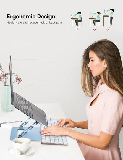 Adjustable Laptop Stand for Desk,Portable Laptop Stand Holder and Riser,Foldable Aluminum Notebook Computer Stands for MacBook Air Pro HP Lenovo Dell Samsung Chromebook, 10-15.6 inch, Purple