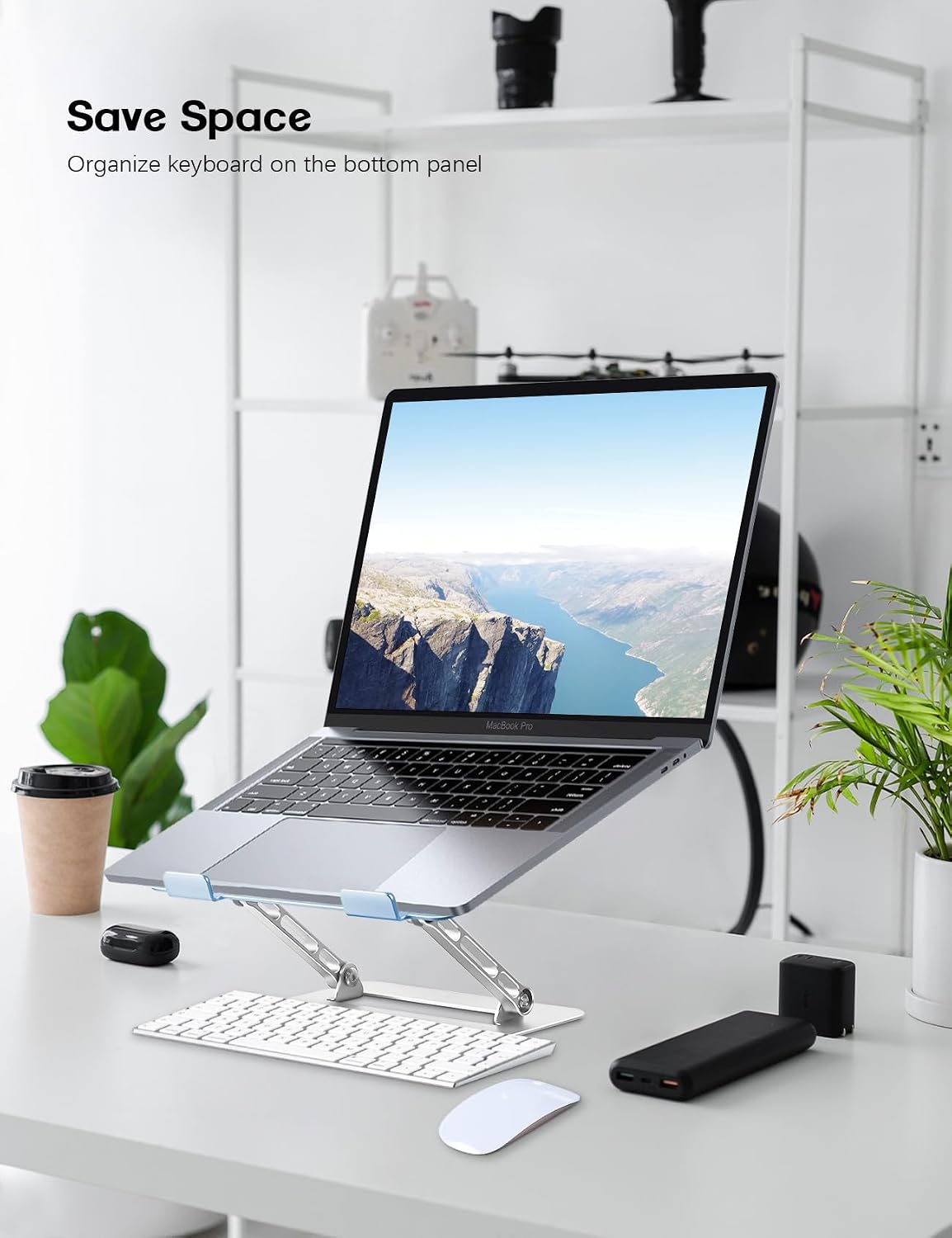 Adjustable Laptop Stand for Desk,Portable Laptop Stand Holder and Riser,Foldable Aluminum Notebook Computer Stands for MacBook Air Pro HP Lenovo Dell Samsung Chromebook, 10-15.6 inch, Purple