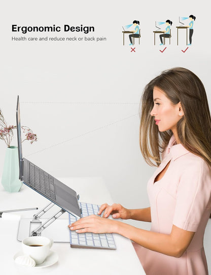 Adjustable Laptop Stand for Desk,Portable Laptop Stand Holder and Riser,Foldable Aluminum Notebook Computer Stands for MacBook Air Pro HP Lenovo Dell Samsung Chromebook, 10-15.6 inch, Purple