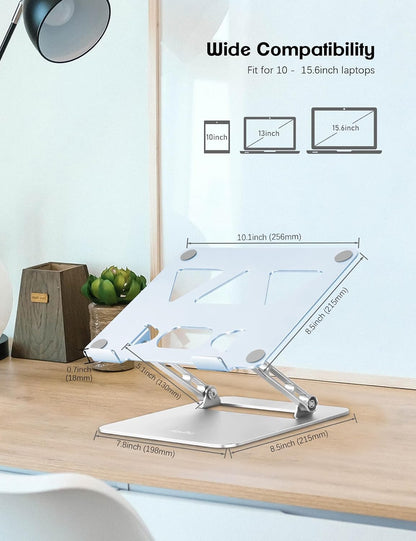 Adjustable Laptop Stand for Desk,Portable Laptop Stand Holder and Riser,Foldable Aluminum Notebook Computer Stands for MacBook Air Pro HP Lenovo Dell Samsung Chromebook, 10-15.6 inch, Purple