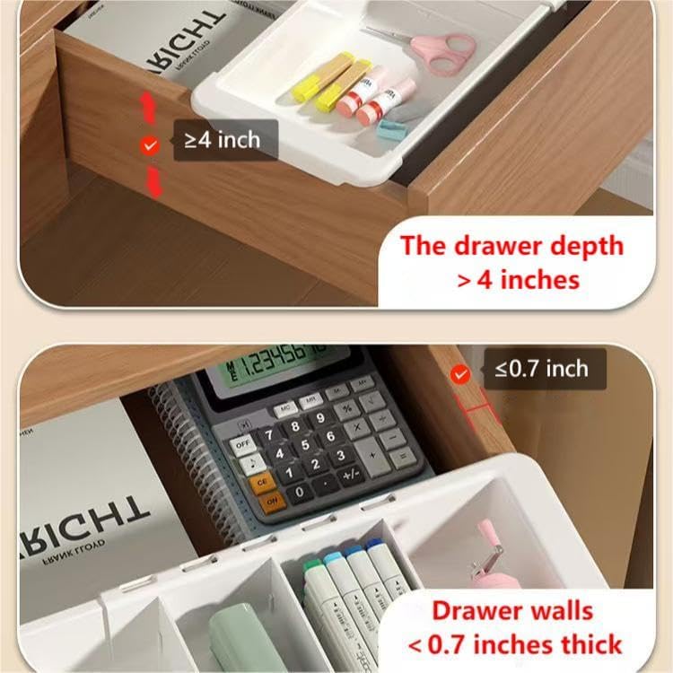 Expandable Drawer Organizer, 2 PCS Adjustable Drawer Organizer Trays, Drawer Dividers Organizers and Storage For Office Supplies, Pens, Makeup,Utensils, Tools, Flatware and Junks, White