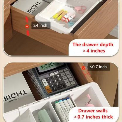 Expandable Drawer Organizer, 2 PCS Adjustable Drawer Organizer Trays, Drawer Dividers Organizers and Storage For Office Supplies, Pens, Makeup,Utensils, Tools, Flatware and Junks, White