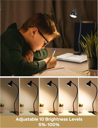 Clip-on Reading Light - 3 Color Modes, 10 Dimmable Brightness,Black