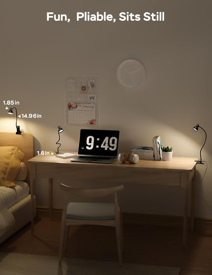 Clip-on Reading Light - 3 Color Modes, 10 Dimmable Brightness,Black