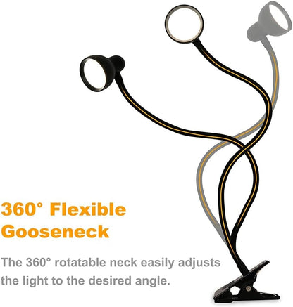 Clip-on Reading Light - 3 Color Modes, 10 Dimmable Brightness,Black