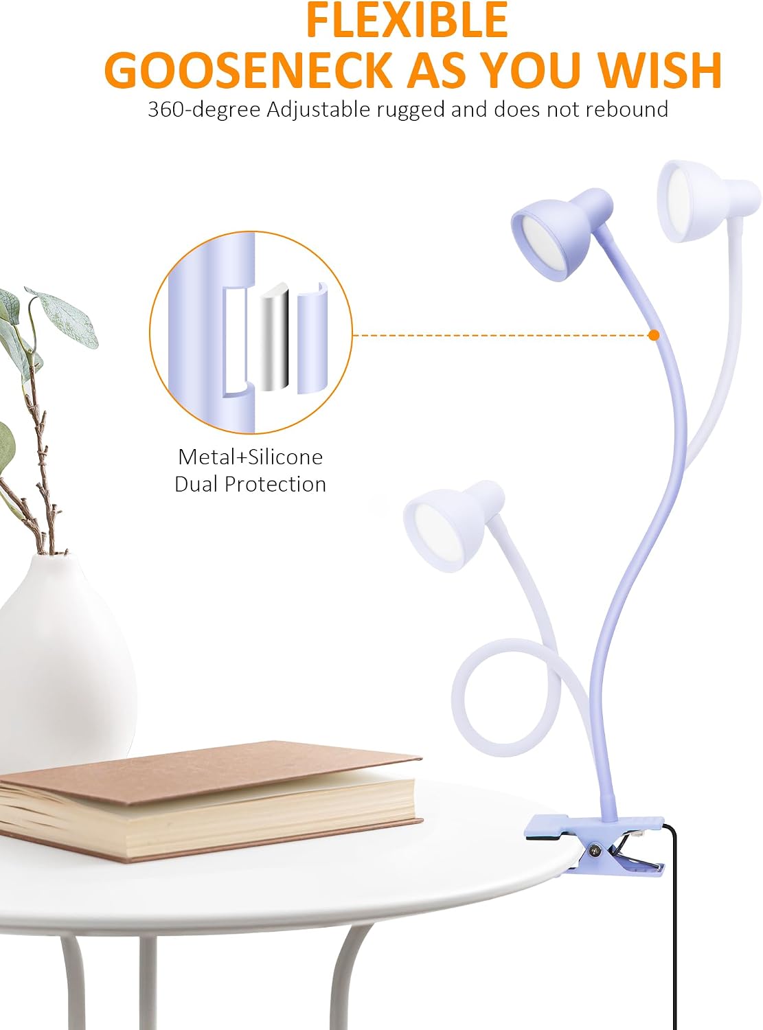 Clip-on Reading Light - 3 Color Modes, 10 Dimmable Brightness,Black
