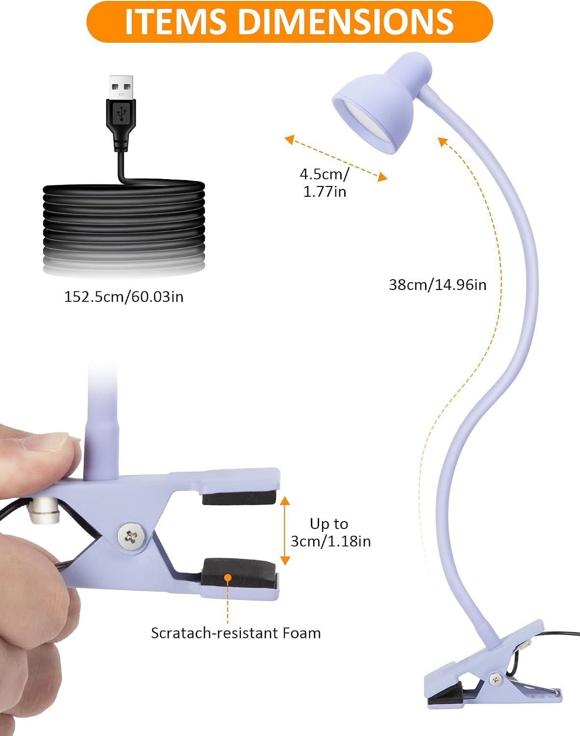 Clip-on Reading Light - 3 Color Modes, 10 Dimmable Brightness,Black