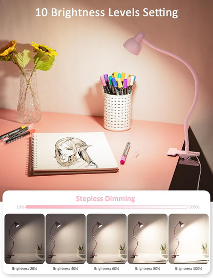 Clip-on Reading Light - 3 Color Modes, 10 Dimmable Brightness,Black