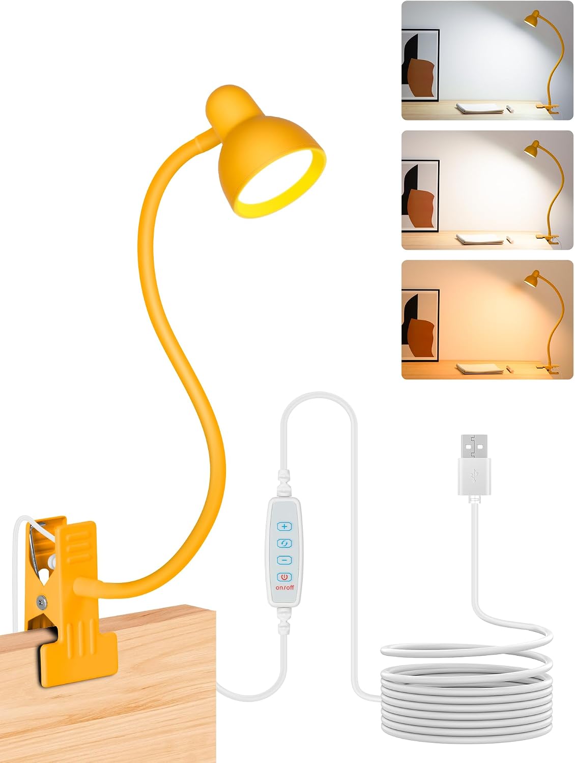 Clip-on Reading Light - 3 Color Modes, 10 Dimmable Brightness,Black