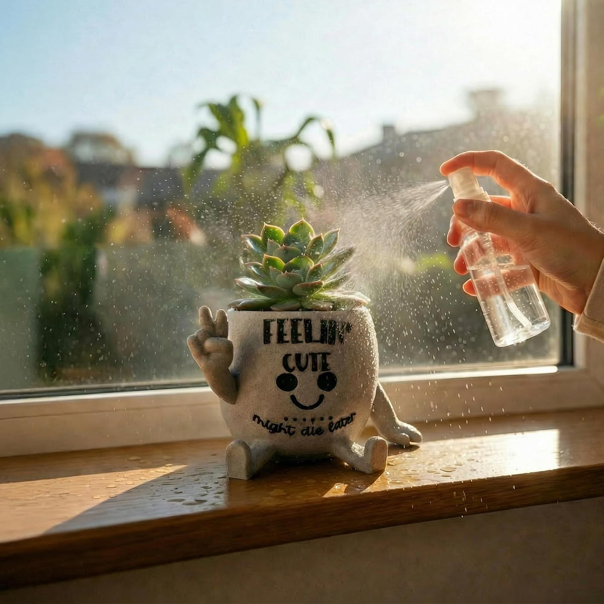 Funny Face Indoor Head Planter Pot, 3D Printed, Unique Small Succulent Flower Pot, Cute Cactus Planter, Indoor Home Decor, Office Desk Plant Pot, Novelty Gardening Gift Set