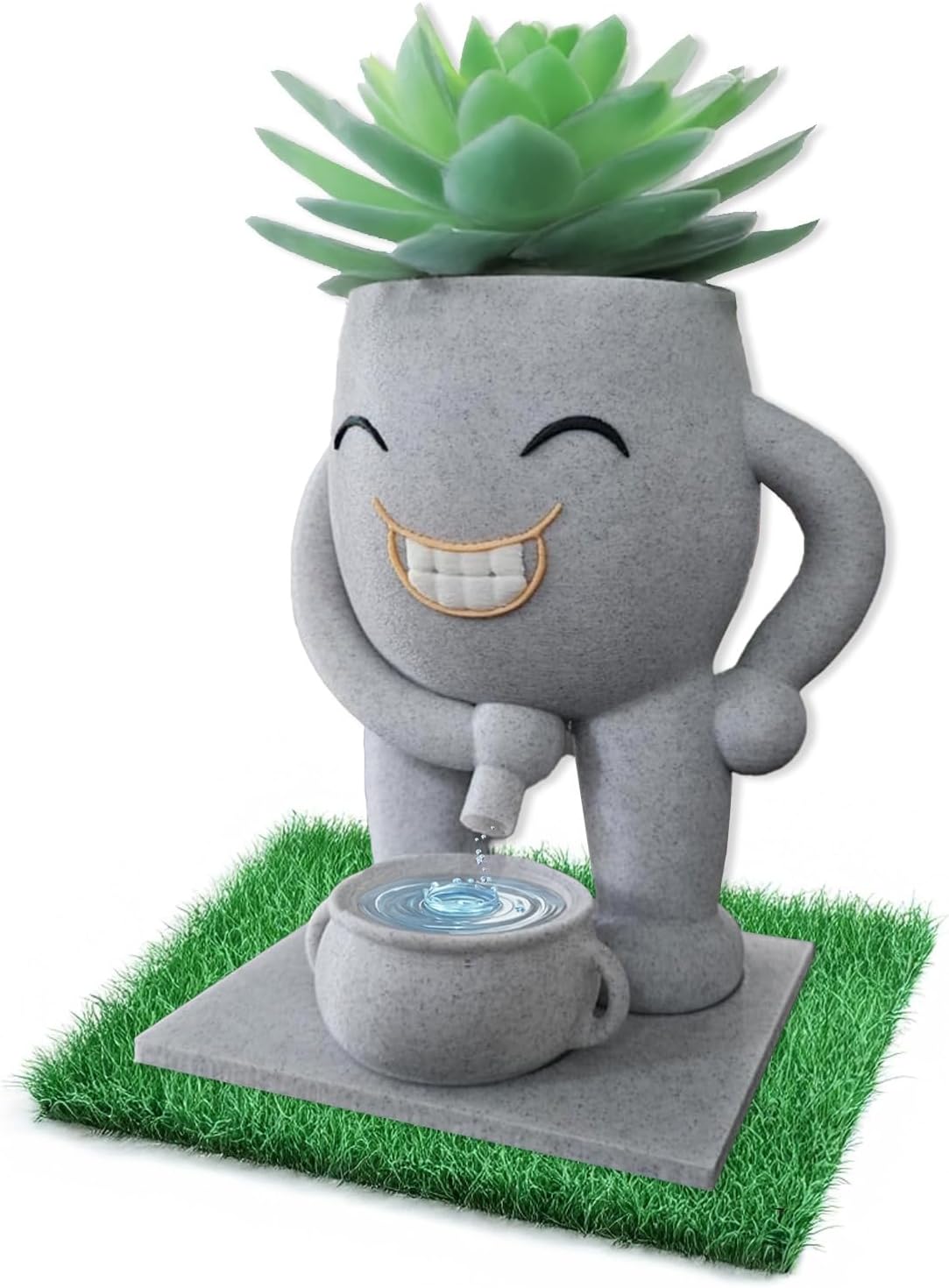 Funny Face Indoor Head Planter Pot, 3D Printed, Unique Small Succulent Flower Pot, Cute Cactus Planter, Indoor Home Decor, Office Desk Plant Pot, Novelty Gardening Gift Set