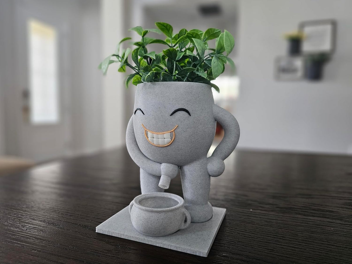 Funny Face Indoor Head Planter Pot, 3D Printed, Unique Small Succulent Flower Pot, Cute Cactus Planter, Indoor Home Decor, Office Desk Plant Pot, Novelty Gardening Gift Set