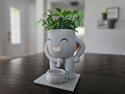 Funny Face Indoor Head Planter Pot, 3D Printed, Unique Small Succulent Flower Pot, Cute Cactus Planter, Indoor Home Decor, Office Desk Plant Pot, Novelty Gardening Gift Set