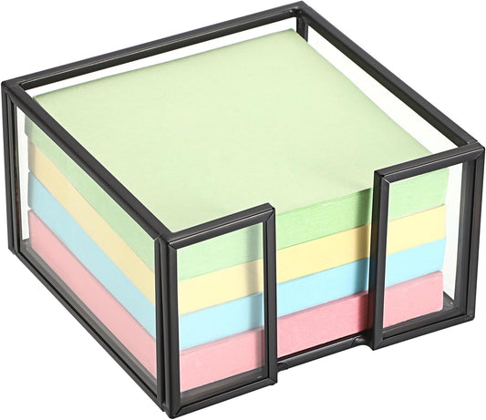 Metal Glass Sticky Note Holder for 3x3 Inch Sticky Notes
