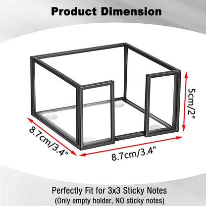 Metal Glass Sticky Note Holder for 3x3 Inch Sticky Notes