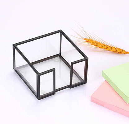 Metal Glass Sticky Note Holder for 3x3 Inch Sticky Notes
