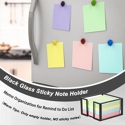 Metal Glass Sticky Note Holder for 3x3 Inch Sticky Notes