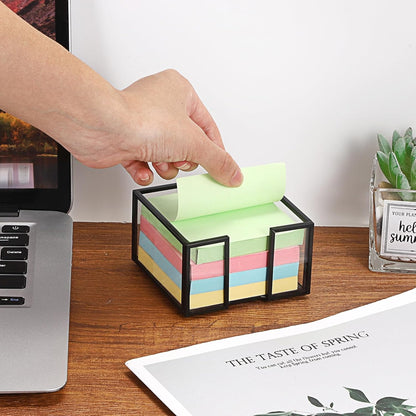 Metal Glass Sticky Note Holder for 3x3 Inch Sticky Notes