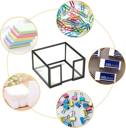 Metal Glass Sticky Note Holder for 3x3 Inch Sticky Notes